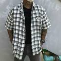 KEMEJA FLANEL PRIA LENGAN PENDEK BAHAN WOL TEBAL M L XL