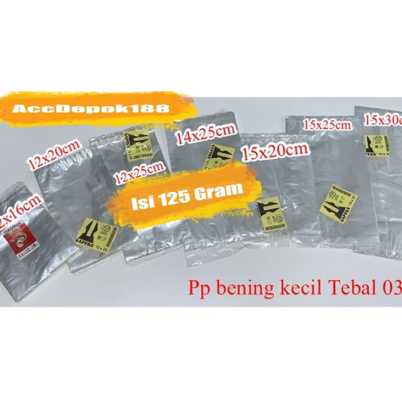 PLASTIK PP BENING TEBAL 0,3MM UKURAN 6X10 8X12 9X15 10X20 10X30 12X25 14X25 15X30 CM
