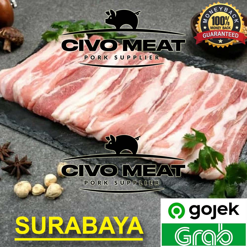 

Pork Belly Slice / Samcan Slice Tipis / Shabu2 / Sukiyaki 500gr