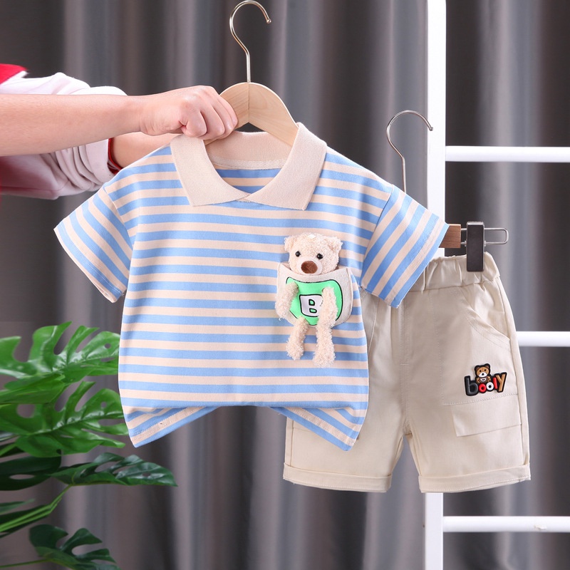 LittleAaron SET BOOLY BEAR 8546 EBV Setelan Bayi Laki-laki Lengan Pendek