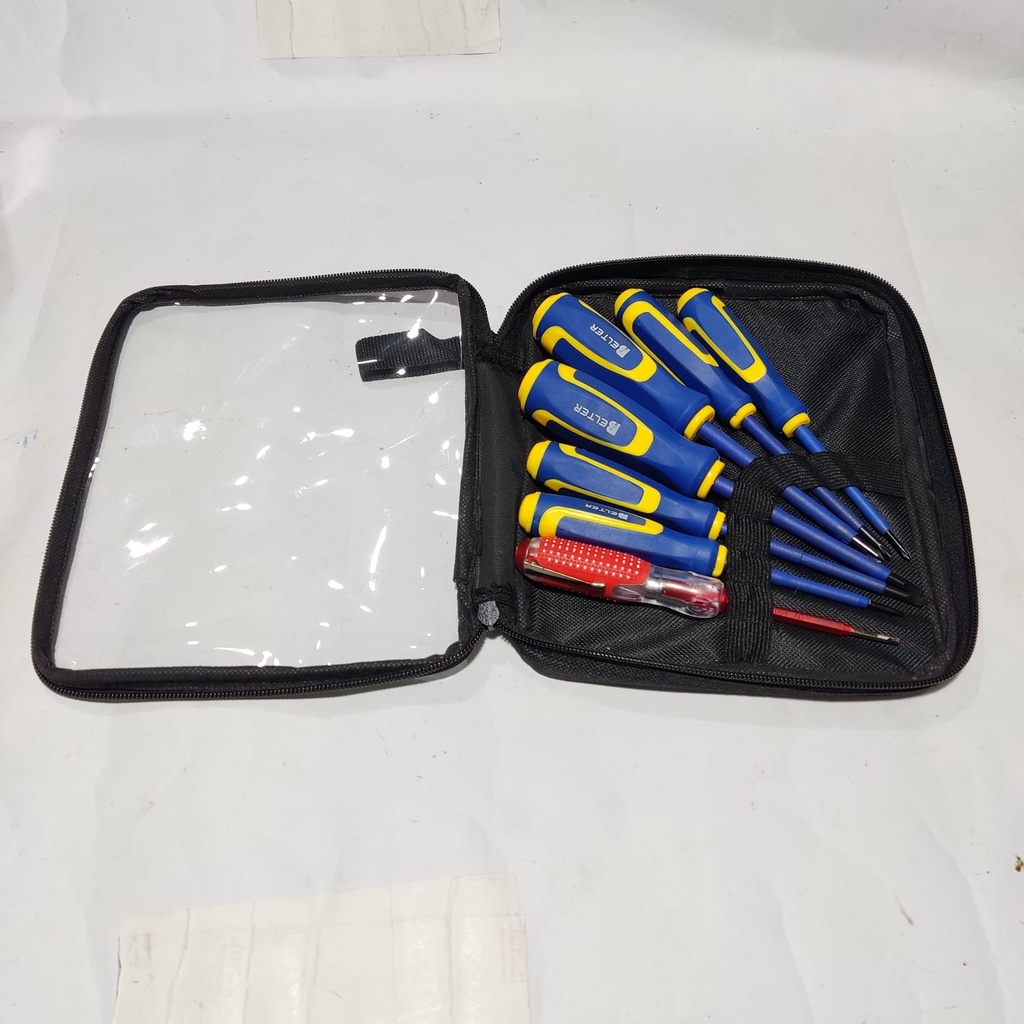 Obeng Listrik Set 7PCS Bleter Obeng Plus Minus Include Tespen