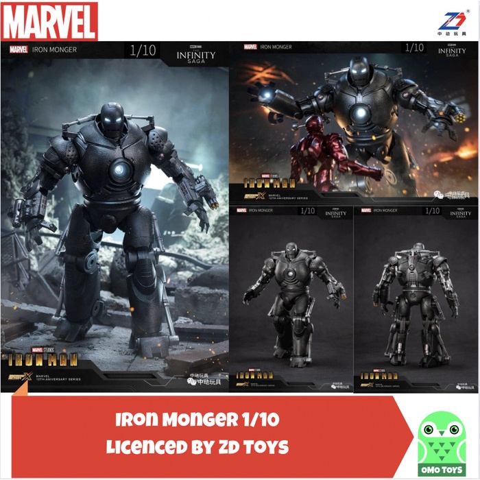 Marvel ZD Toys Iron monger 1/10 LED Ironman Original iron man MISB