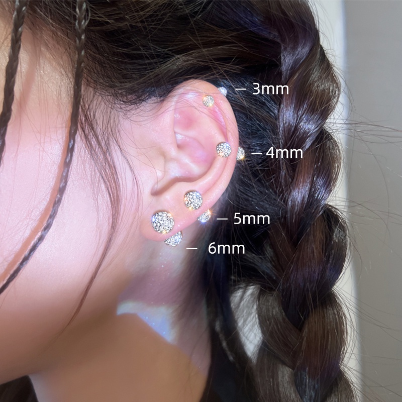 Anting Stud Kepala Ganda Bahan Titanium Steel Untuk Wanita