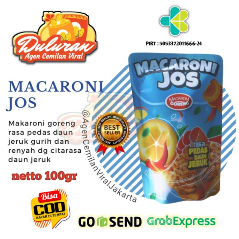 

MACARONI JOS Rasa Pedas Daun Jeruk Best Seller Cemilan Makaroni Goreng Spesial Kemasan Premium 100gr