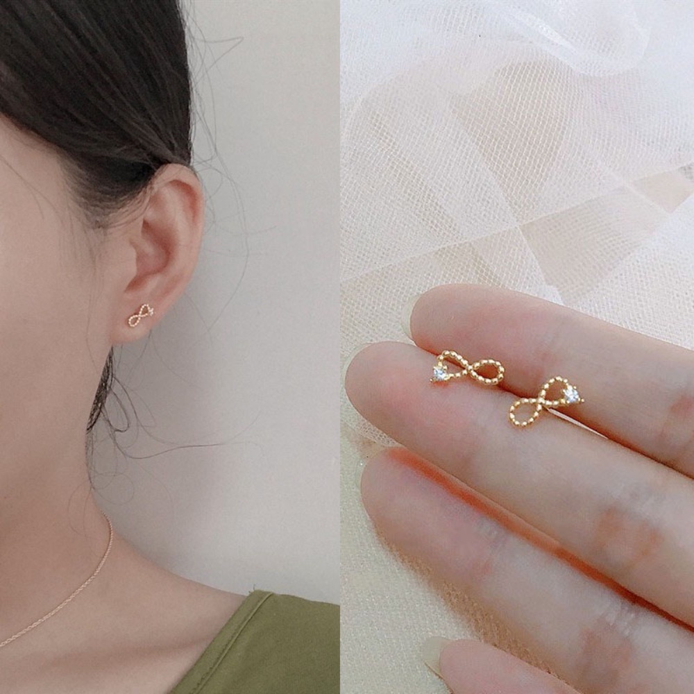 Anting Tusuk Sterling Silver 925 Hias Berlian Imitasi Gaya Korea Untuk Wanita