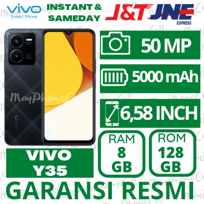 Vivo Y35 Ram 8GB Internal 128GB 8/128 GB Handphone Baru New Bergaransi Resmi Imei Terdaftar Kemenperin Original Murah Promo