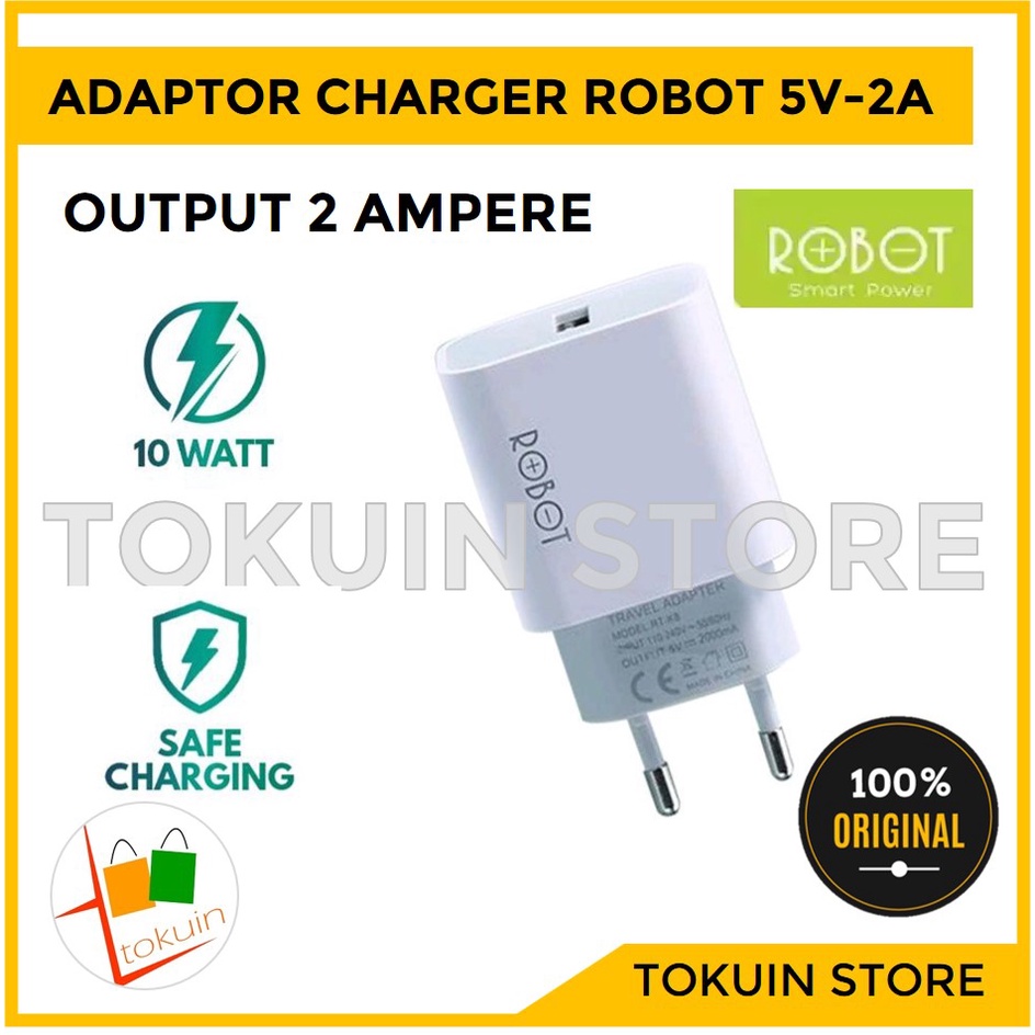 Robot Adaptor 5V 2A Kepala Batok Charger USB 10W 2 Ampere RTK8 RT K8