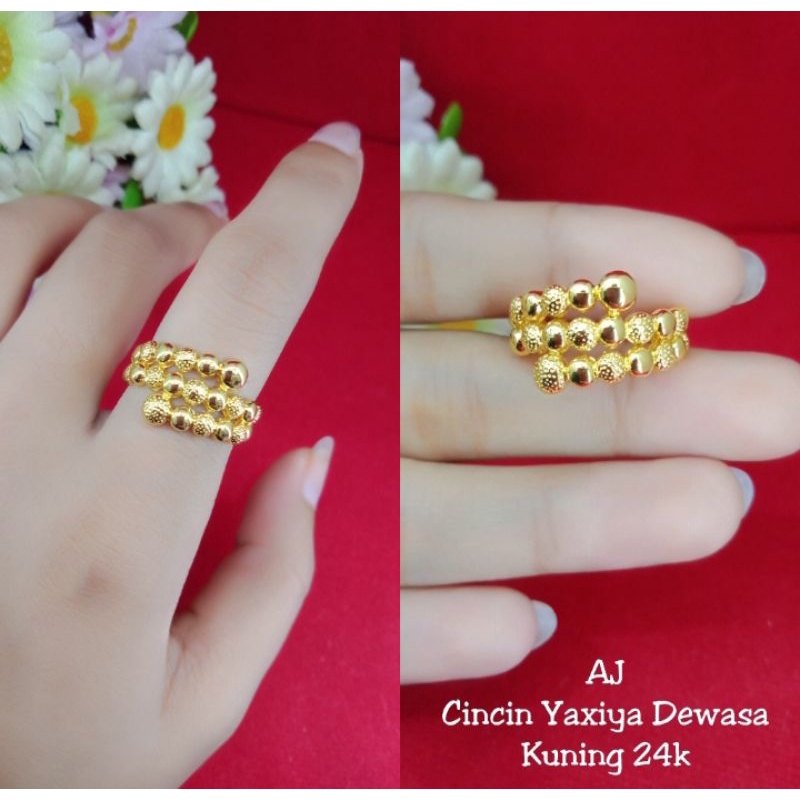 cincin tumpuk 3 pasir lapis emas 24k