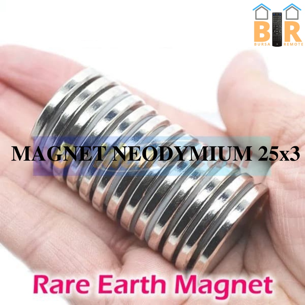 Magnet Neodymium NdFeB 25MM X 3MM Super Kuat Premium Bulat Koin