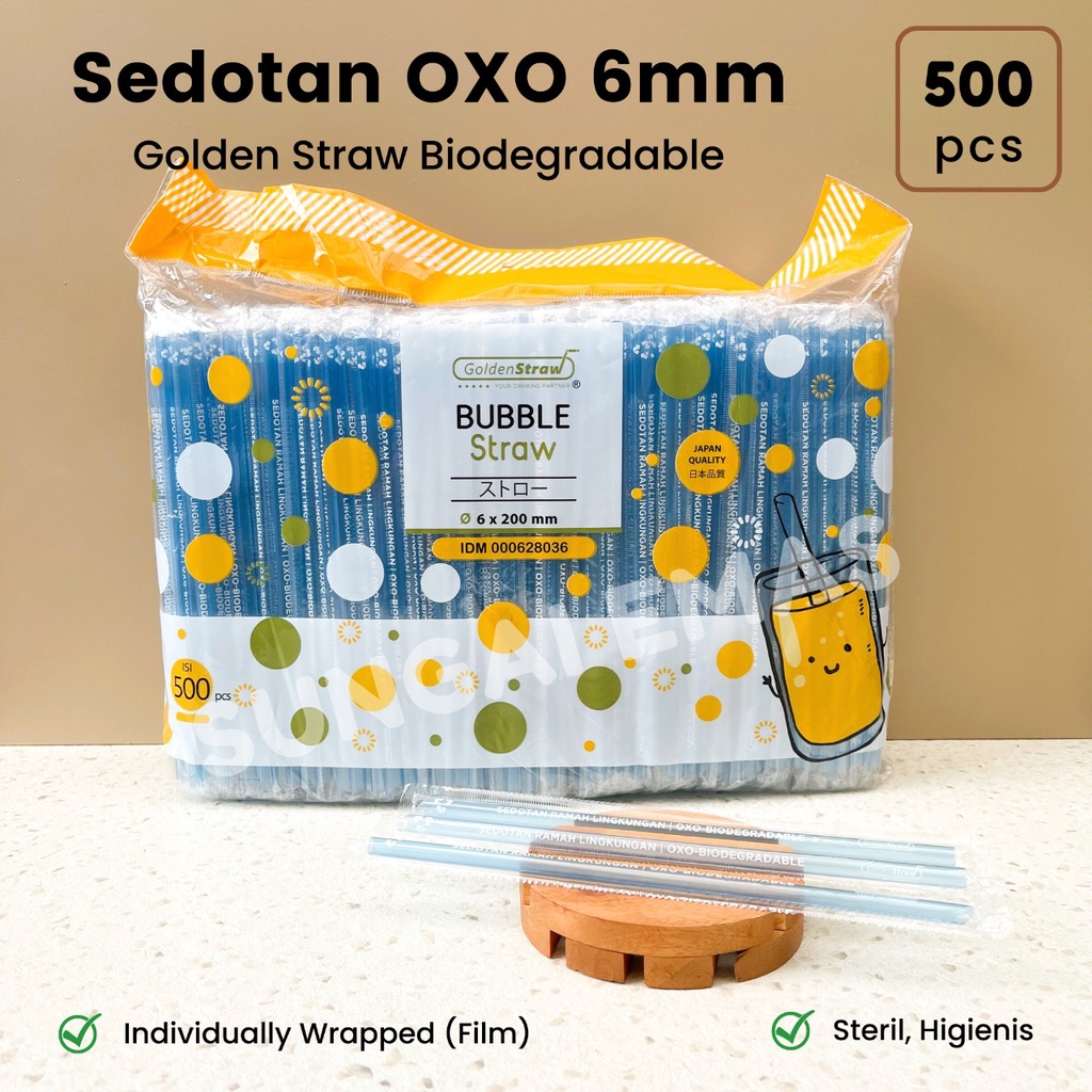 Sedotan Plastik Warna Warni Steril 6mm Golden Straw / Sedotan Warna Merah Hijau Biru Ungu Wraping FI
