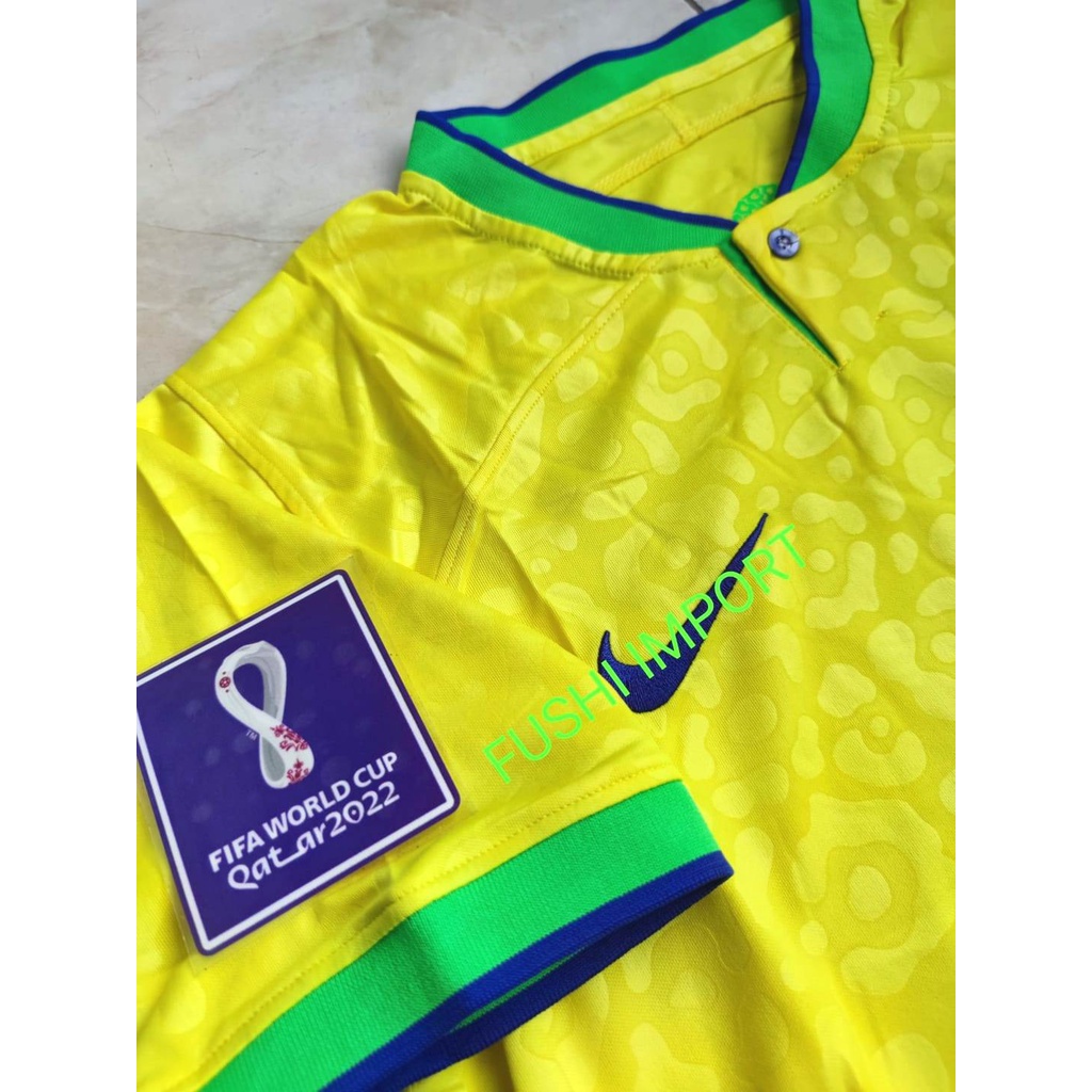 Jersey Baju Bola Brasil Home Full Patch World Cup Piala Dunia 2022 Grade Ori