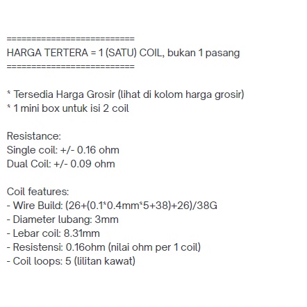 [Koil NI80x] Koil SKY FIRE 0.16 | 26-38 AWG | 0,16 kawat 3mm kumparan kooil advanced n180