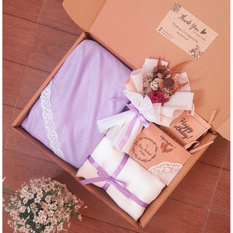 Hampers Mukena Lengkap/ Hampers Hijab Lengkap/ Mukena Travel / Mukena Renda / Hampers Buket