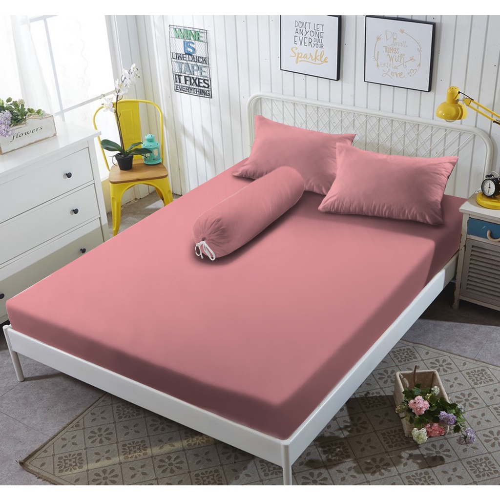 Kintakun Sprei Flat 160/180/200 Pink Icing Warna Polos Dluxe Microtex 20cm