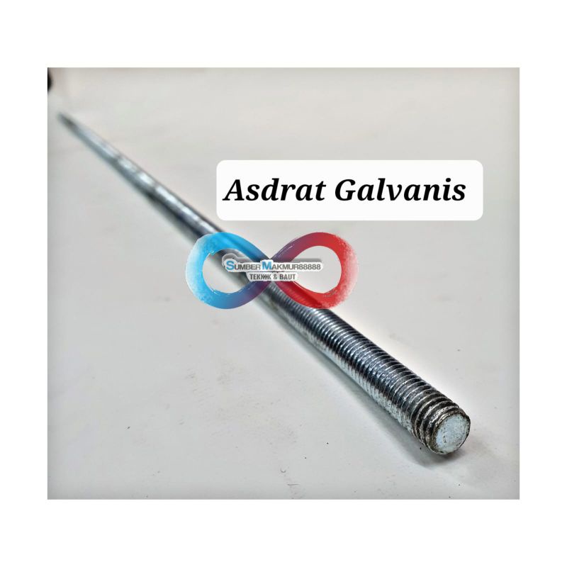 Asdrat Galvanis Putih M 8 Baut Stud Bolt Full As drat