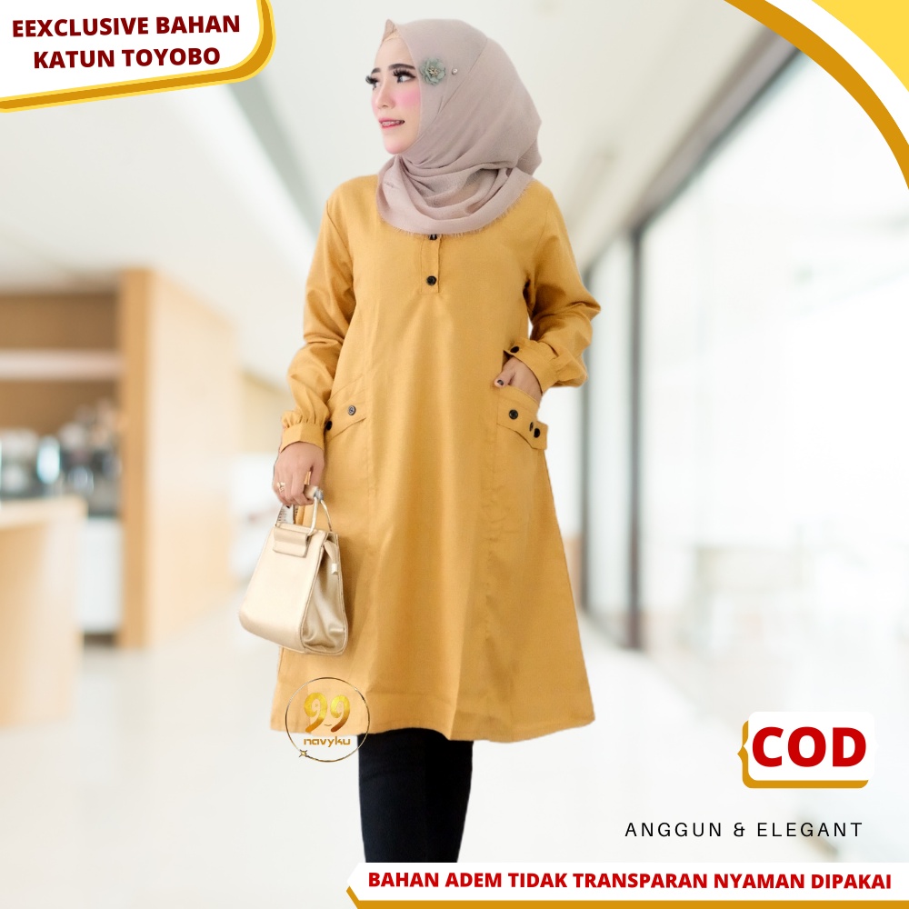 Baju Atasan Tunik Wanita Remaja Bahan katun Madinah Premium Kancing Depan Full Kombinasi Terbaru 202