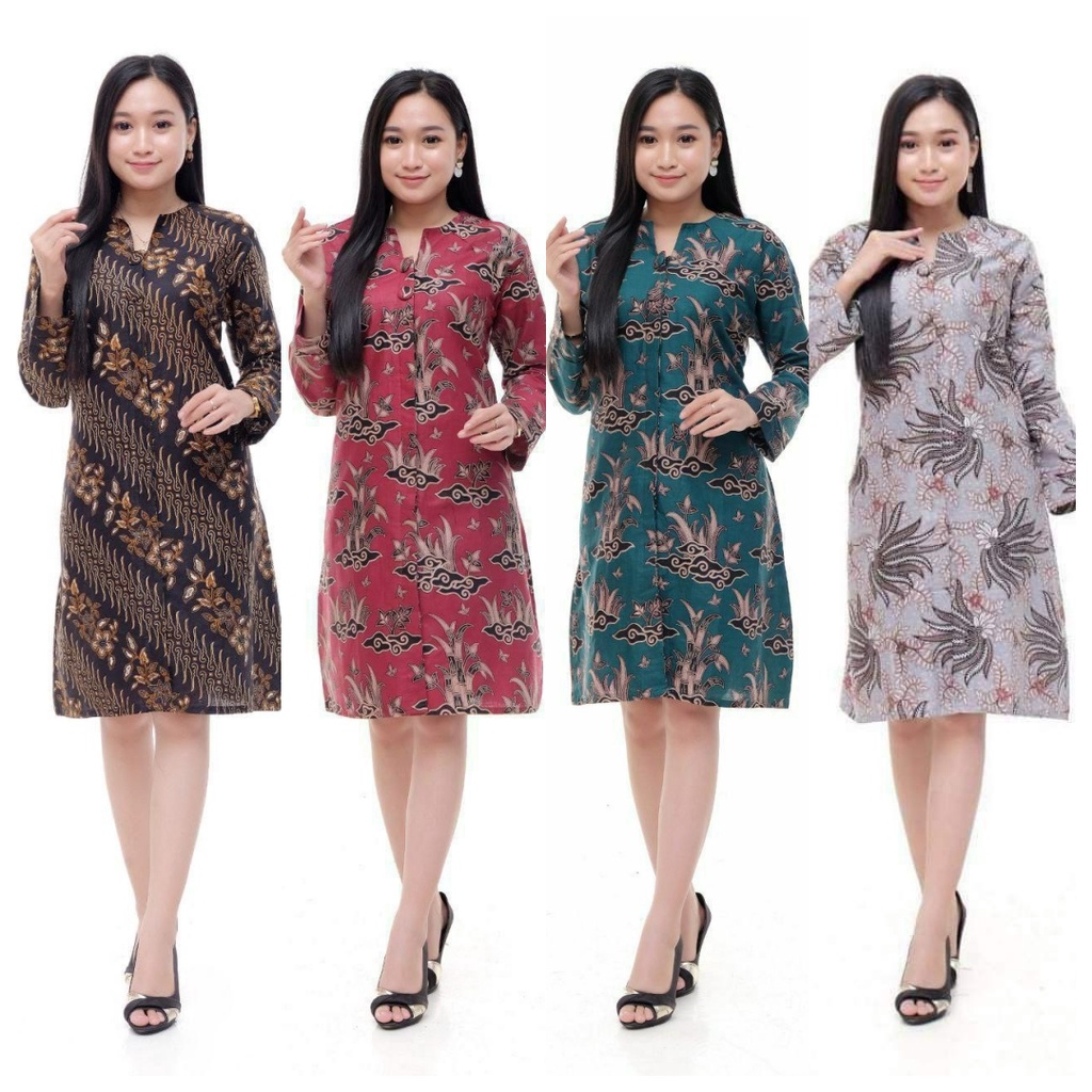 Baju Batik Wanita Modern Tunik Batik Atasan Batik Kerja Wanita Blouse Batik Kantor Seragam Batik Modern M L XL XXL