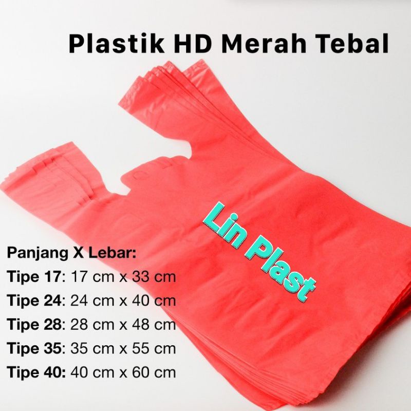 Kantong Plastik Kresek Merah HD Merah Tebal Ukuran 17 24 28 35 40