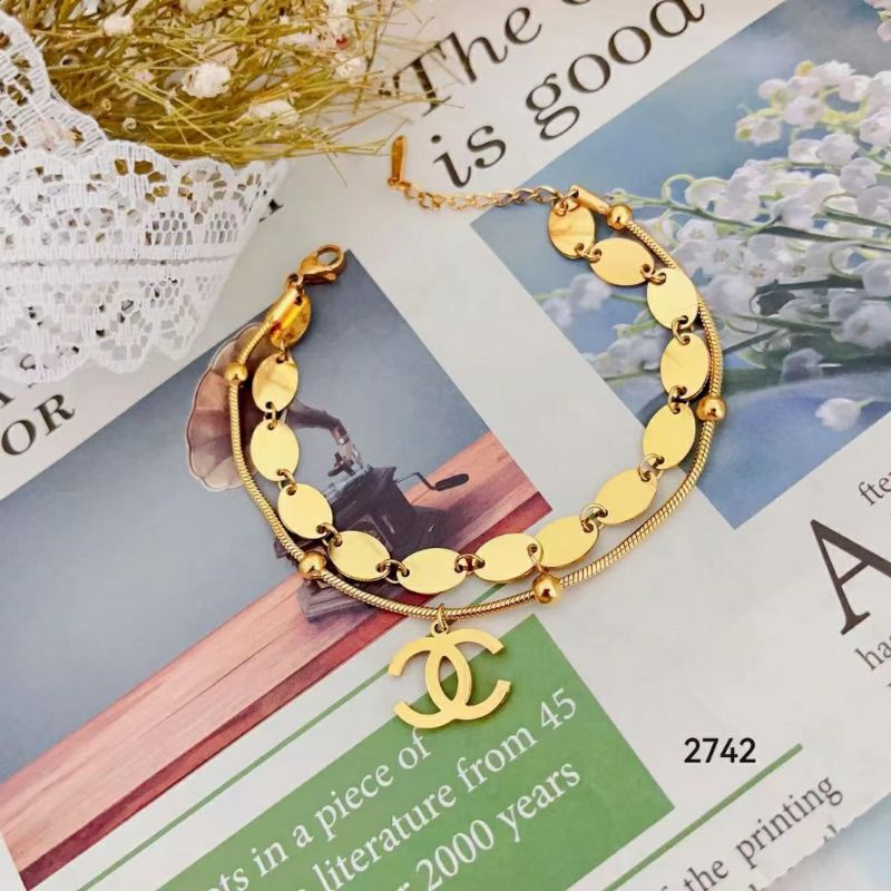 gelang titanium double layer fashion korea anti karat&amp;alergi