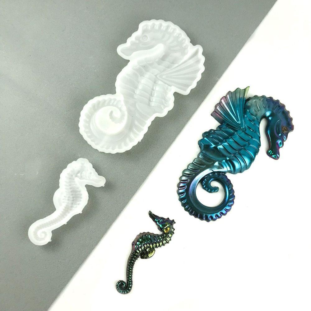 R-flower 2PCS Hippocampus Cetakan Silikon Art Kuda Laut Liontin Kristal Epoxy Casting Mould