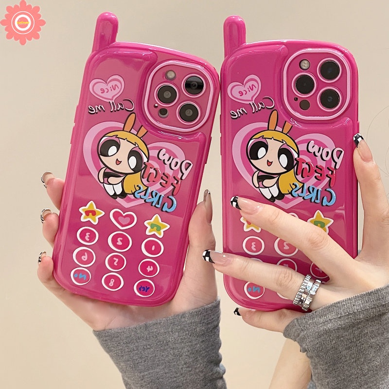 Soft Case Desain Kartun Powerpuff Girls Heart Gaya Retro Vintage Untuk iPhone 11 12 13 14 Pro MAX 14 7 8 Plus XR X XS MAX
