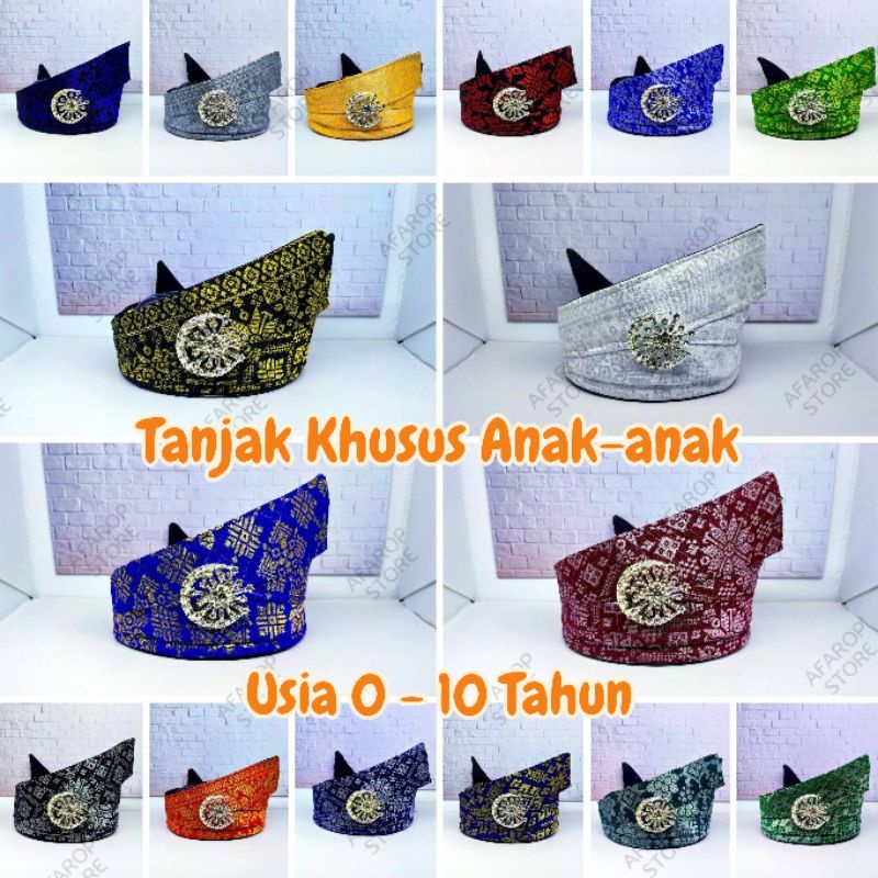 TANJAK/TENGKOLOK/DESTAR ANAK-ANAK ASLI MELAYU FULL SONGKET (UMUR 0-10 tahun) | IKAT KEPALA MELAYU | MODEL TANJAK KREASI JOHOR-RIAU