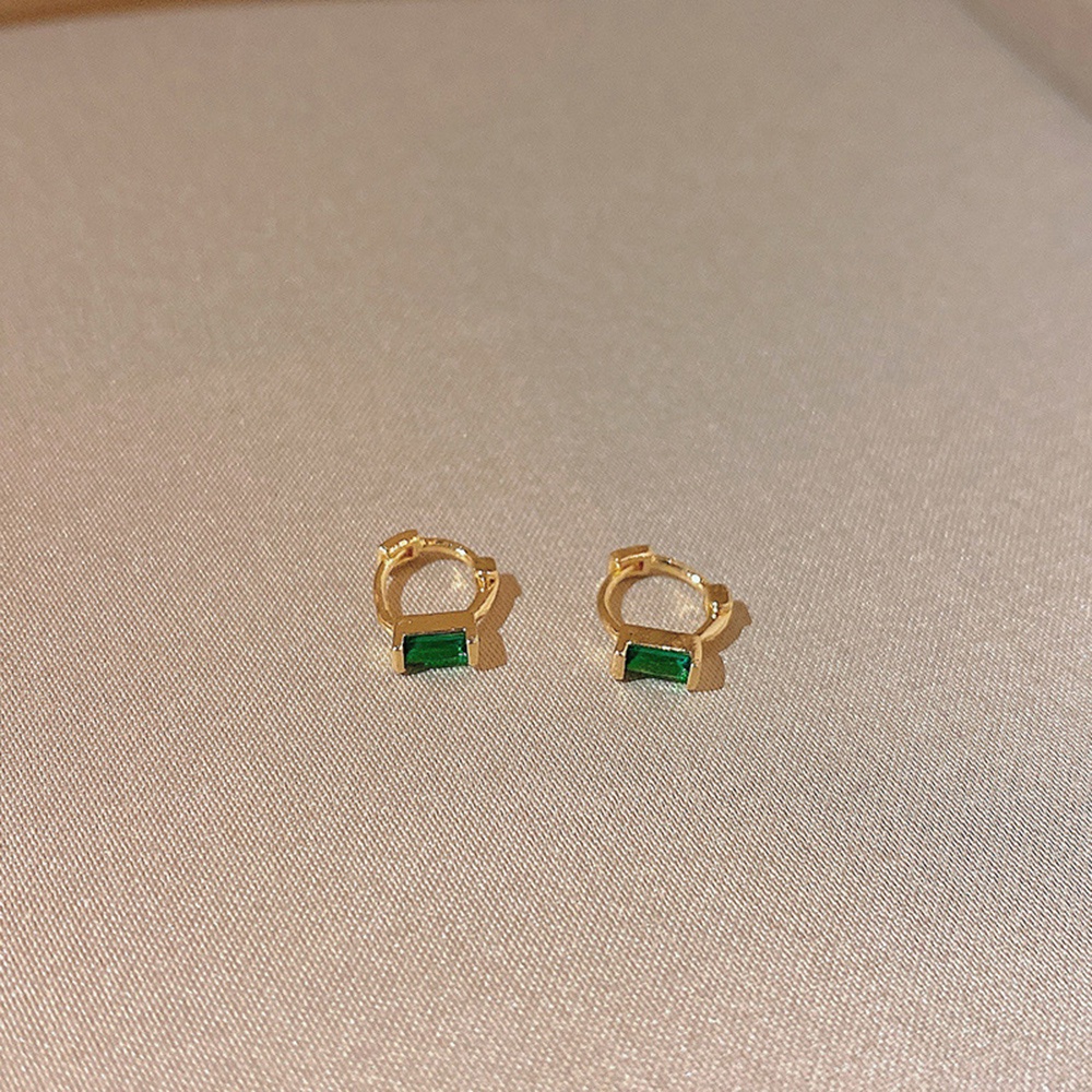 Anting Tusuk Gantung Bahan Sterling Silver 925 Hias Zamrudkristalzircon Gaya Koreasimple Untuk Wanita