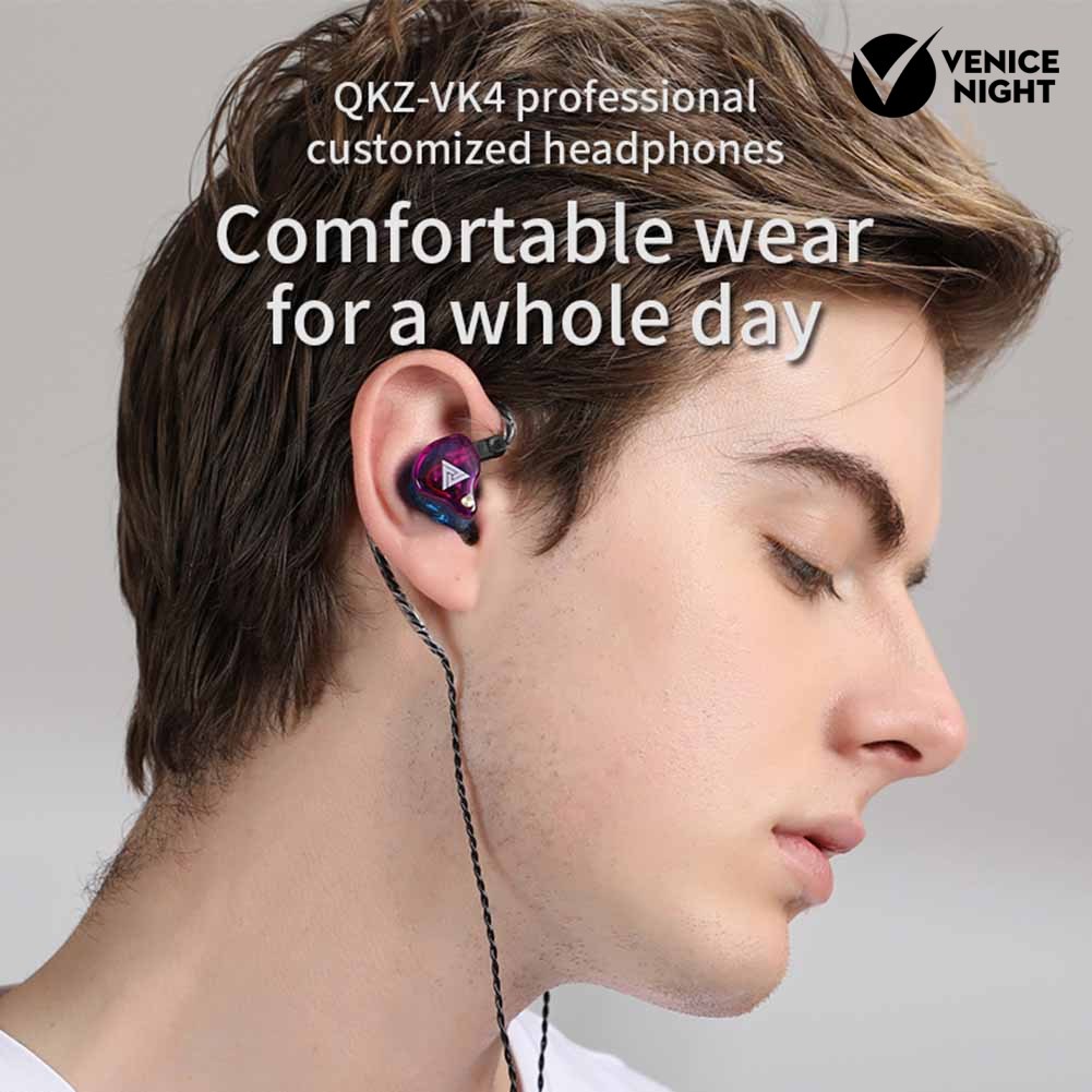 (VNEP) (Berkabel) QKZ VK4 Universal Dilepas In-Ear Bass Earphone Musik Earbud dengan Mic