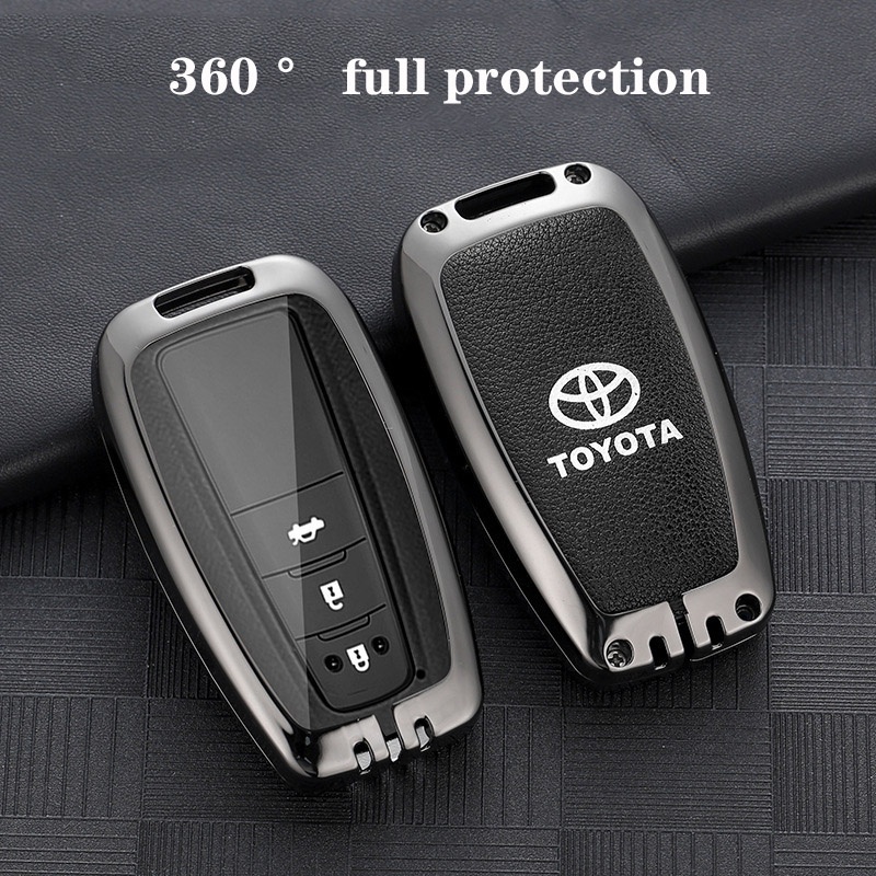 Case Kunci Remote Mobil 4 Tombol Tekan Bahan Zinc Alloy Anti Gores Untuk Toyota Corolla Altis Camry C-HR Corolla Cross