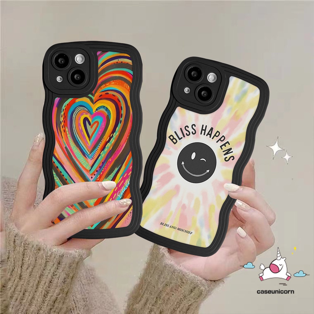 Redmi 12C 10a1 9T 10C 9.9a 9C NFC 10A A1+POCO M3 X3 NFC Pro Redmi Note9 11 10 11s 10s 8 11 10 Pro Max 11Pro+9Pro 9s Ins Smile Gradient Love Heart Rainbow Wavy Soft Case Tepi