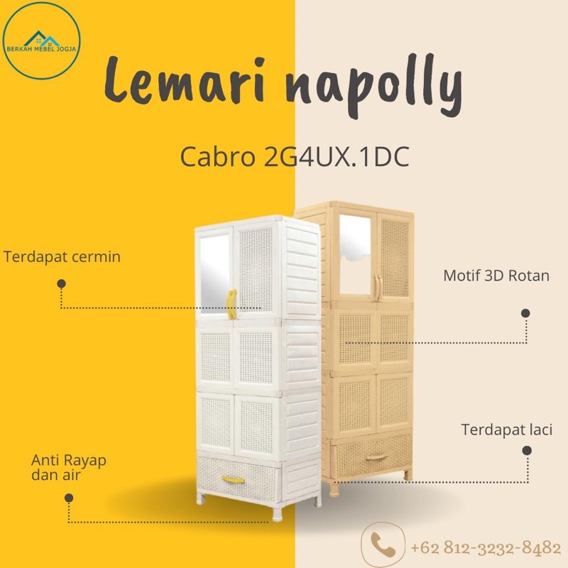 LEMARI PLASTIK NAPOLLY ROTAN CABRO 2G4UX.DC