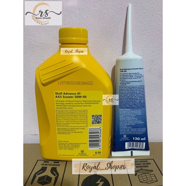 OLI SHELL AX5 MATIC SAE 10W-30 800 ML / SAE 20W-40 800 ML &amp; OLI GARDAN SHELL 120 ML / CASTOL 120 ML Original Paket Oli Motor Beat Paket Oli Motor Vario Paket Oli Motor Matic termurah Paket Oli Motor Matic 110 termurah Paket Oli Matic 125cc Original