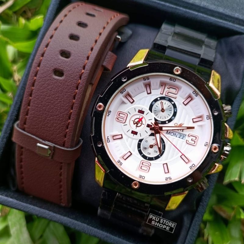 JAM TANGAN PRIA MIRETE ORI DUA TALI ANTI AIR TANGGAL HARI AKTIF, STRAP RANTAI ANTI KARAT KUARSA ANALOG TERLARIS MEWAH ELEGAN / DUA TALI / IMPORT / ORIGINAL / TAHAN AIR / JAM MIRETE / PRIA / COWOK / COD / JAM TANGAN MIRETE A