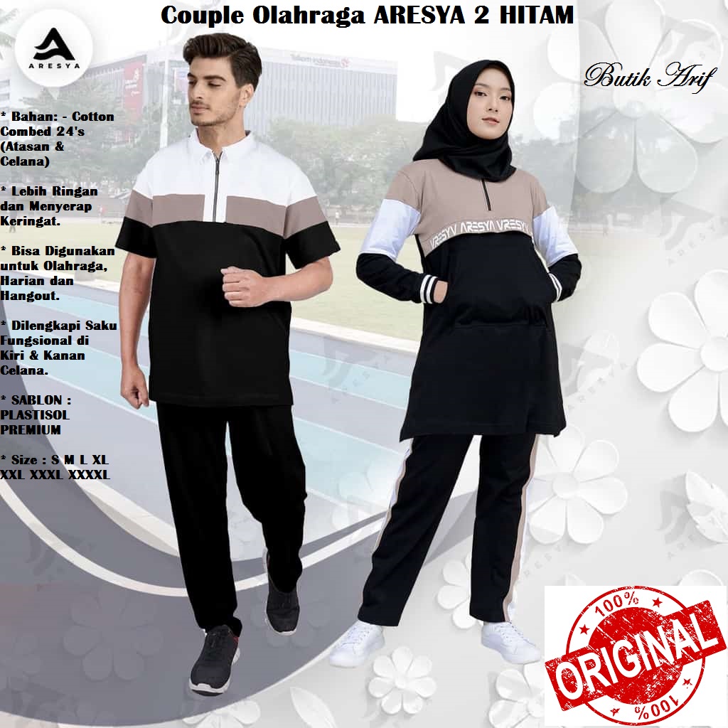 Setelan Couple Pakaian Baju Olahraga ARESYA 02  Wanita Muslim Sergaman Pria Wanita by Aresya