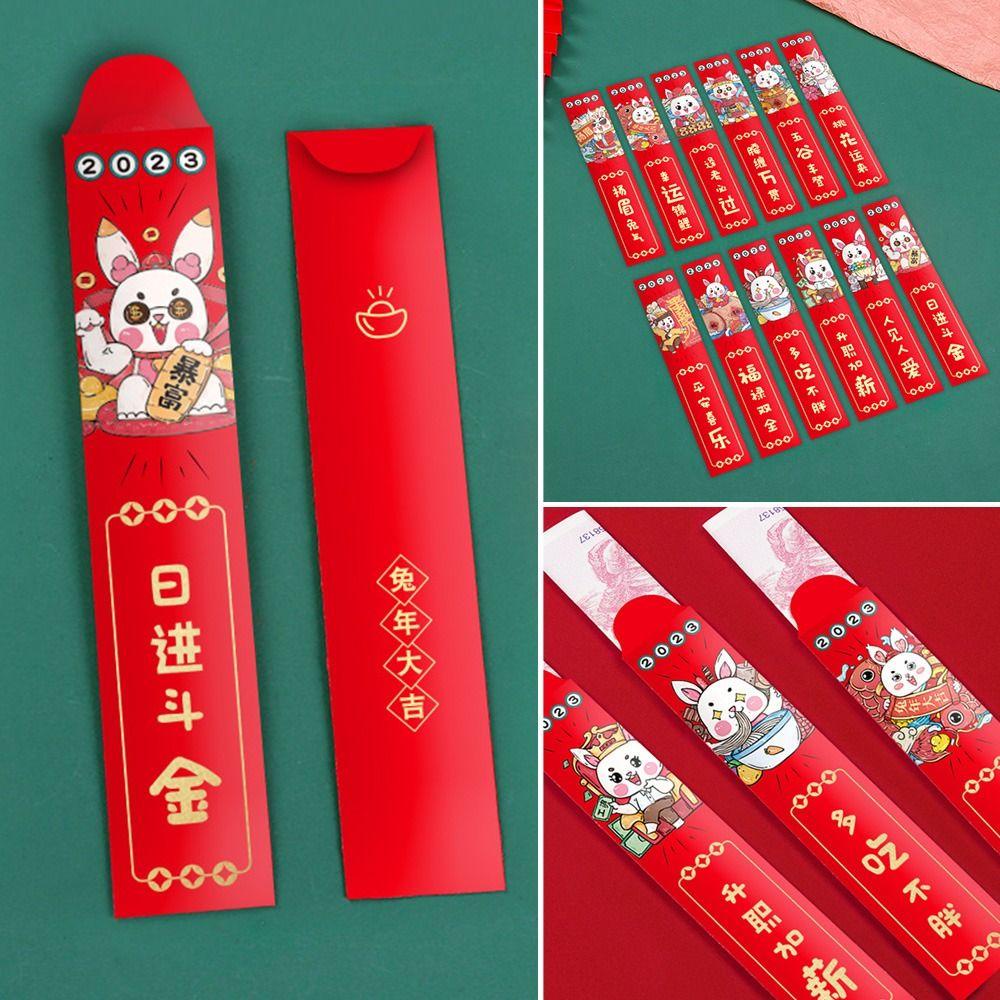 Solighter 12pcs Amplop Merah Harapan Kreatif Amplop Merah Tahun Kelinci Chinese New Year Paket Merah