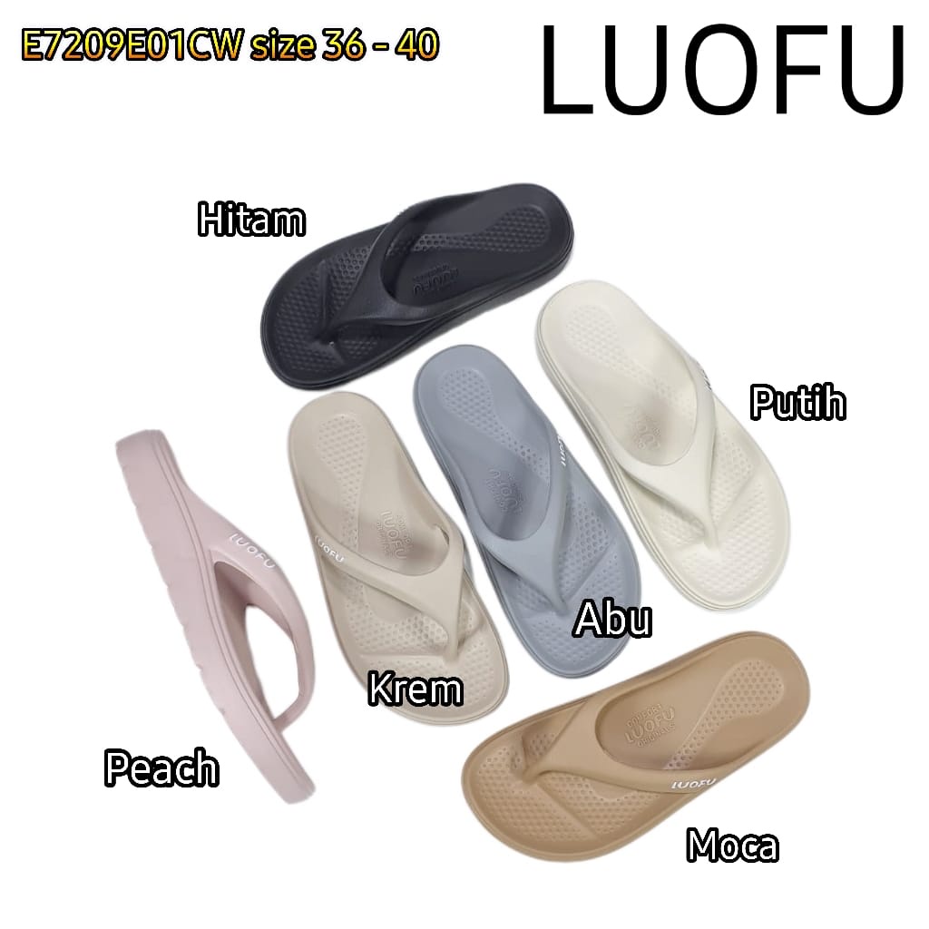 LUOFU ORIGINAL jelly sandal karet empuk murah cewek jepit wanita import E7209E01CW