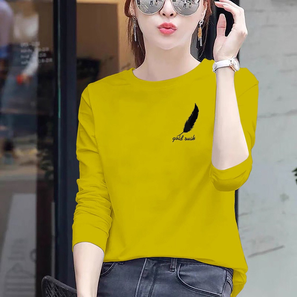 DL88 I BAJU ATASAN WANITA GOLD RUSH (S,M,L,XL,XXL) TERBARU ~ BAJU LENGAN PANJANG KEREN KEKINIAN DAN TERLARIS