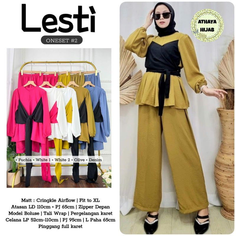 Setelan Atasan Rompi Wanita Lesti One Set Crinkle Airflow LD 110 Baju Setelan Wanita Terbaru Fashion