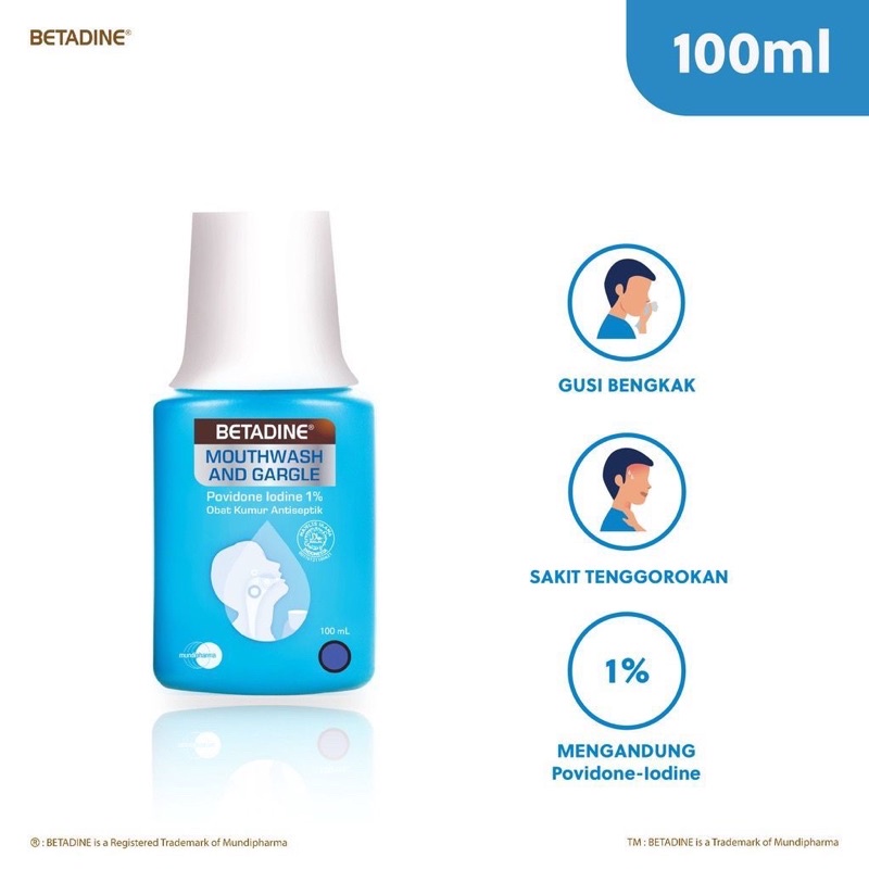 READY STOCK Betadine Obat Kumur Antiseptik 100-190ml