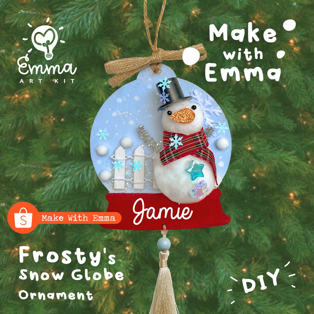 

Frosty Snow Globe Christmas Ornament Art Kit DIY (w/ Paint and Brush)