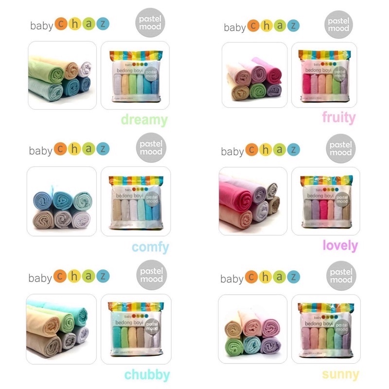 Baby Chaz Bedong Bayi Pastel Mood Isi 6pcs/pack (Tersedia Varian Warna)