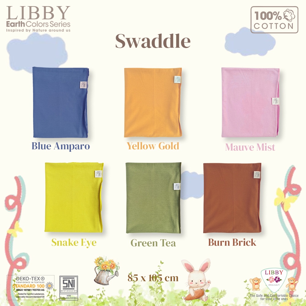 LIBBY Earth Colour Swaddle | Bedong Bayi Ukuran 85 x 105 cm ( 1 pcs/pack)