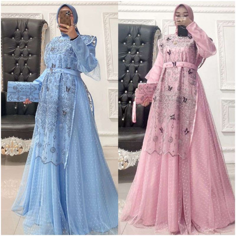 Lizzy Renata Gown COD LD100-110 PB140 Free Clouth Cantik Baju Murah Gown Brokat Murah Elegant Baju L