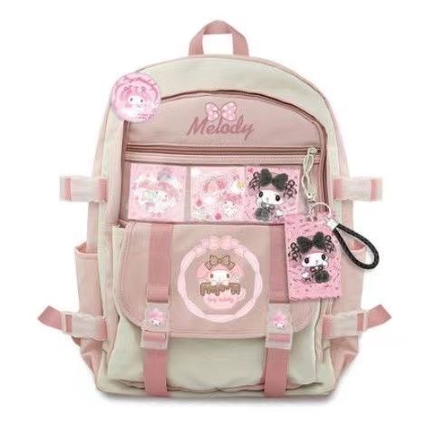 tas selempang murah tas korean style kanvas slingbag korea tas murah  Sera Tas Sekolah Sera Wanita Sanrio Kuromi Tas Ransel Perjalanan Bersama Wanita 2021 Baru Tas Ransel Tren Fashion Pria