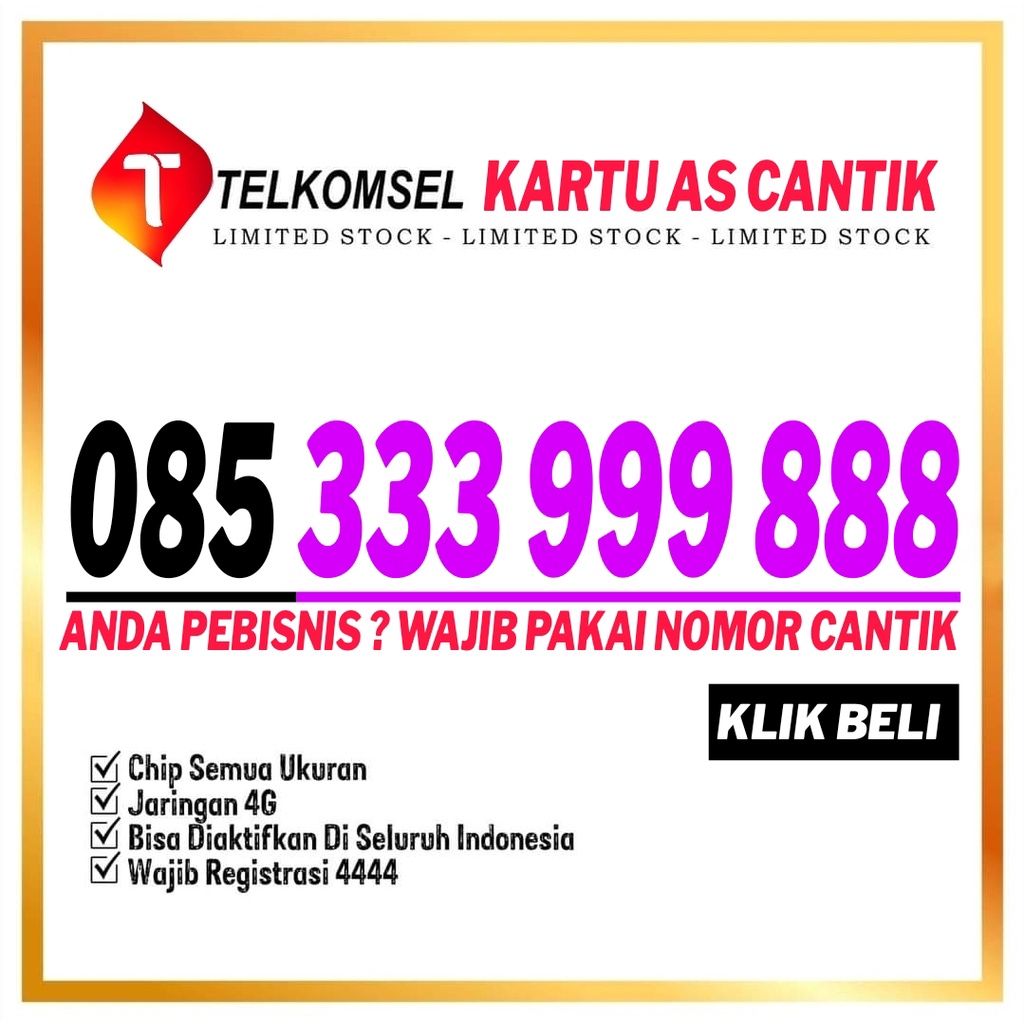 Nomor Cantik Kartu As seri AAA BBB CCC 333 999 888 Hoki 085 333999888