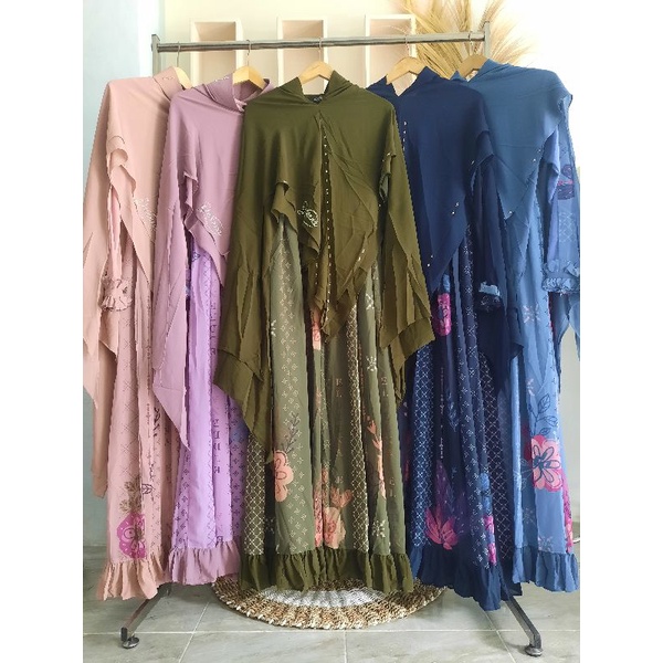 ready mazaya series eldena syar'i navy.coksu peach,denim army....