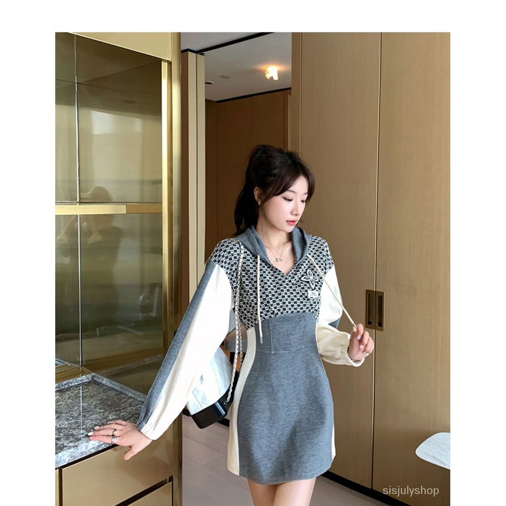 #Sisjuly# Gaun angin dupa kecil wanita gaun bodysuit melangsingkan pinggang musim gugur wanita