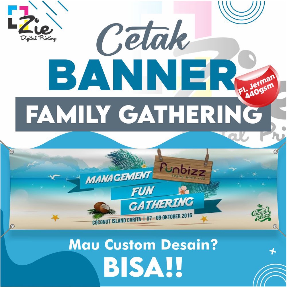 Cetak Banner  Family Gathering Frontlite Bahan Jerman 440gr Spanduk Backdrop Custom