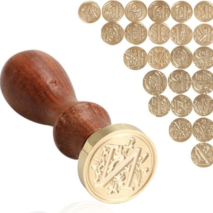 

Wax Seal Stamp Wood Handle - Stempel Sealing Lilin Inisial Huruf A - T