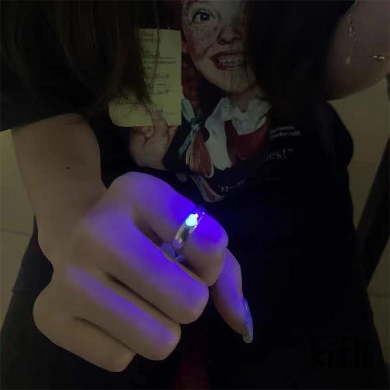 Cincin Model Terbuka Bentuk Hati Luminous Adjustable Untuk Pasangan